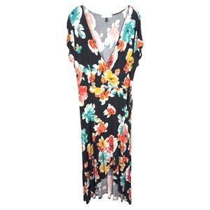 Planet Gold Plus Size 1X Wrap Dress Hi Lo Floral Short Sleeve Stretch 808